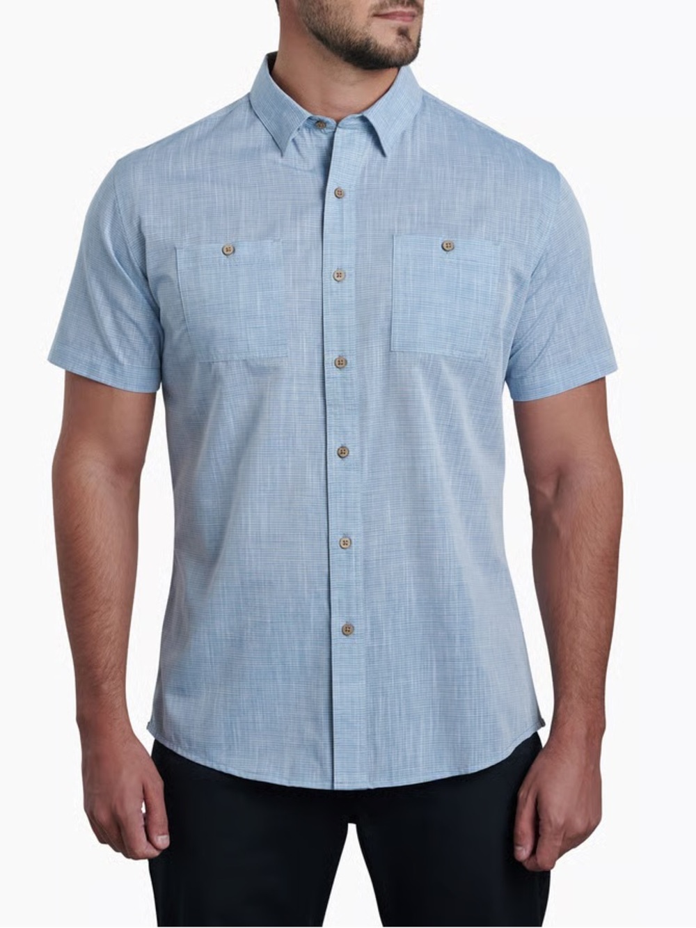 Men's kuhl karib Light Blue Short Sleeve Button-Up Shirt